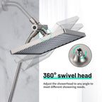 Rainfall Shower Head Combo 6-Spray 12 in. Wall Mount Dual Shower Heads and Handheld Head with 1.8 GPM in Brushed Nickel