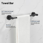 Modern 6-Pieces Aluminum Bath Hardware Set with Towel Ring Toilet Paper Holder Towel Hook and Towel Bar in Black