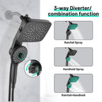 Magnetic 2-in-1 5-Spray  Adjustable Dual Shower Heads Wall Mount Fixed and Handheld Shower Head 2.5 GPM in Black