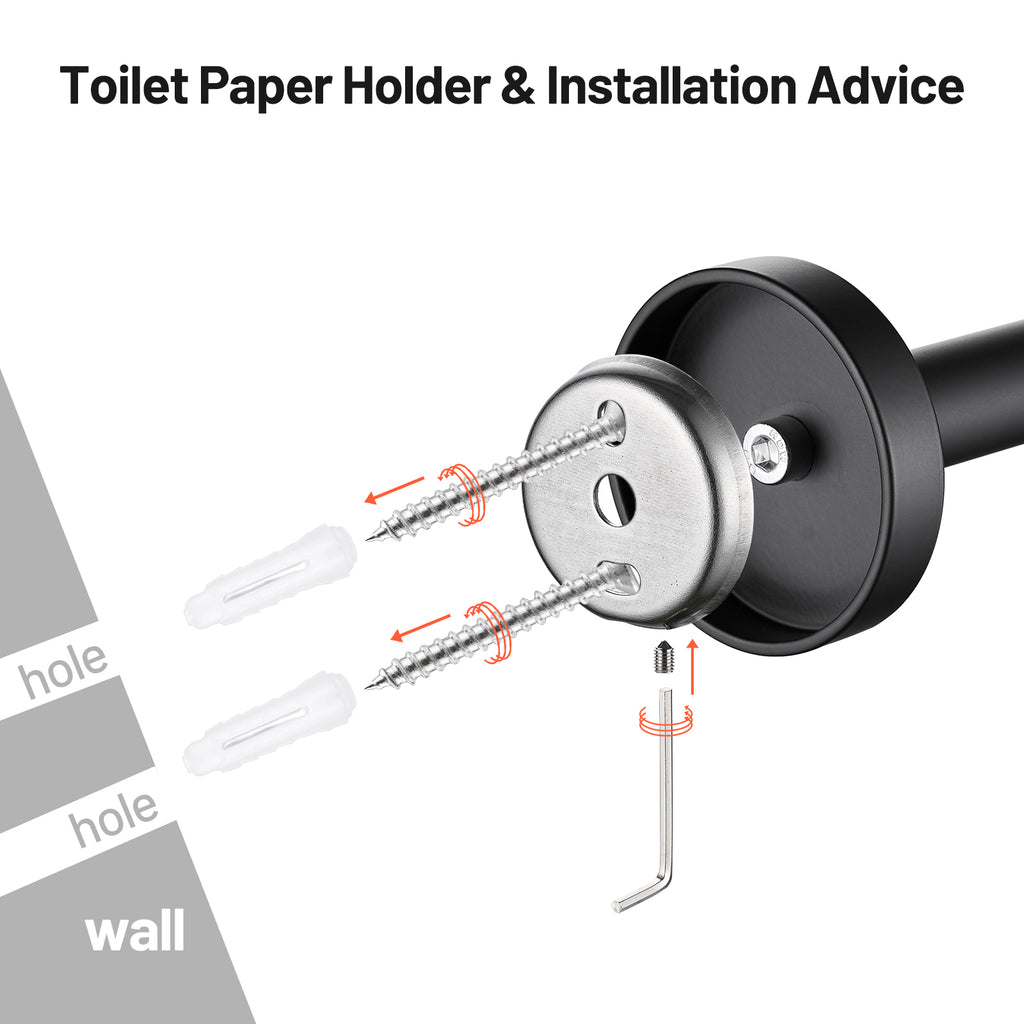Deluxe Wall Mount Pivot Arm Toilet Paper Holder Bath Hardware Accessory in Matte Black