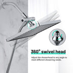 Rainfall Shower Head Combo 6-Spray 12 in. Wall Mount Dual Shower Heads and Handheld Shower Head with 1.8 GPM in Chrome