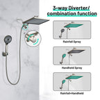 Rainfall Shower Head Combo 6-Spray 12 in. Wall Mount Dual Shower Heads and Handheld Head with 1.8 GPM in Brushed Nickel
