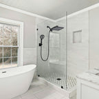 Rainfull 2-in-1 6-Spray 12 in. Wall Mount filtered Dual Shower Head Fixed and Handheld Shower Head 1.8  GPM in Black