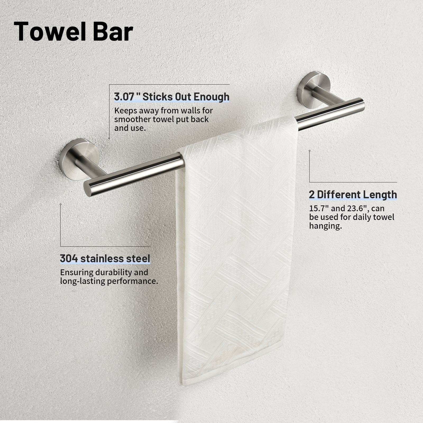 Modern 6-Pieces Bath Hardware Set with Towel Ring Toilet Paper Holder Towel Hook and Towel Bar in Brushed Nickel