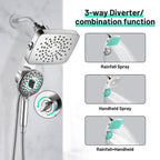 Magnetic 2-in-1 5-Spray  Adjustable Dual Shower Heads Wall Mount Fixed and Handheld Shower Head 2.5 GPM in Chrome