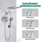 Rainfull 5-Spray Patterns 10 in. Wall Mount Dual Shower Heads and Handheld Shower Head 1.8 GPM in Brushed Nickel