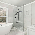 Rainfall Shower Head Combo 6-Spray 12 in. Wall Mount Dual Shower Heads and Handheld Shower Head with 1.8 GPM in Black