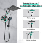 Rainfull 2-in-1 9-Spray Patterns Adjustable Wall Mount Shower Head with Filter 2.5 GPM and Handheld Shower Head in Black