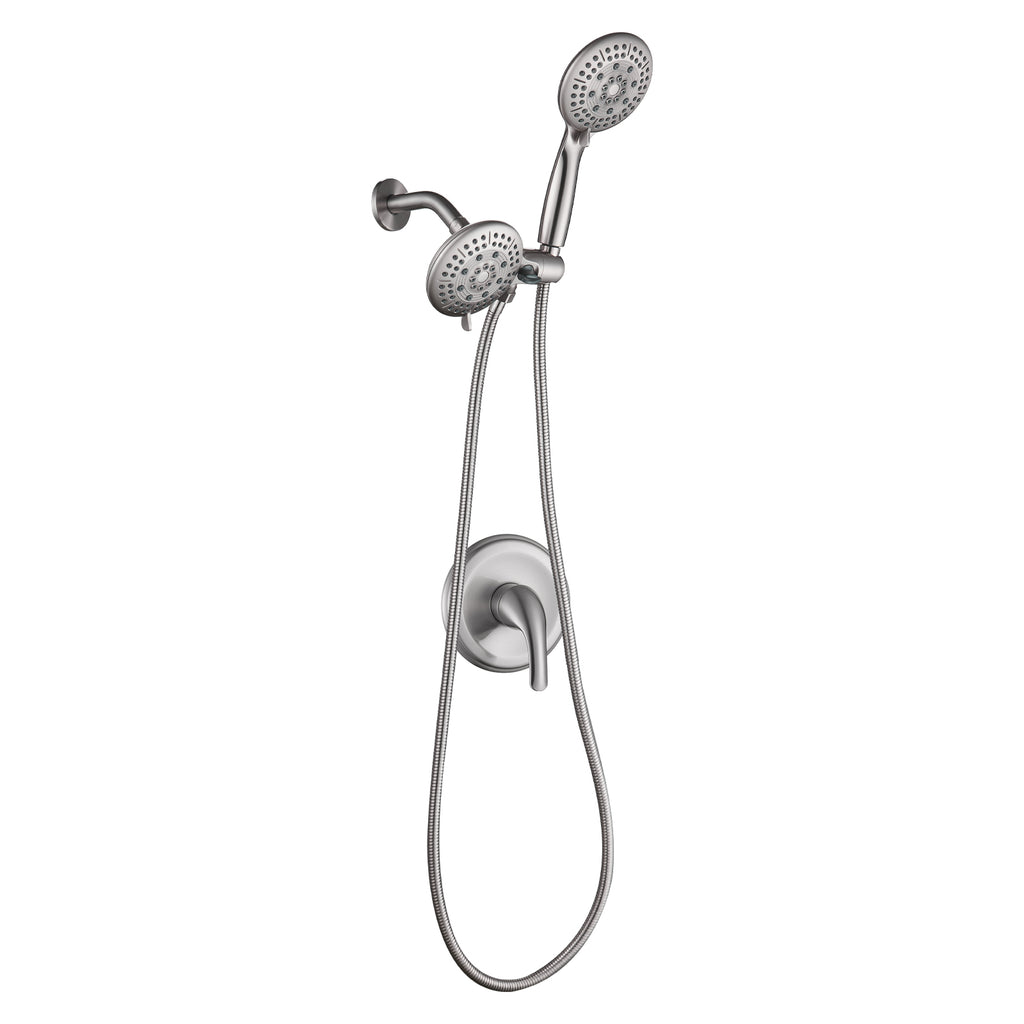 Rain 5-Spray Handheld Shower Combo Shower Faucet with Valve 1.8 GPM 4.7 " Adjustable Dual Shower Heads in Brushed Nickel