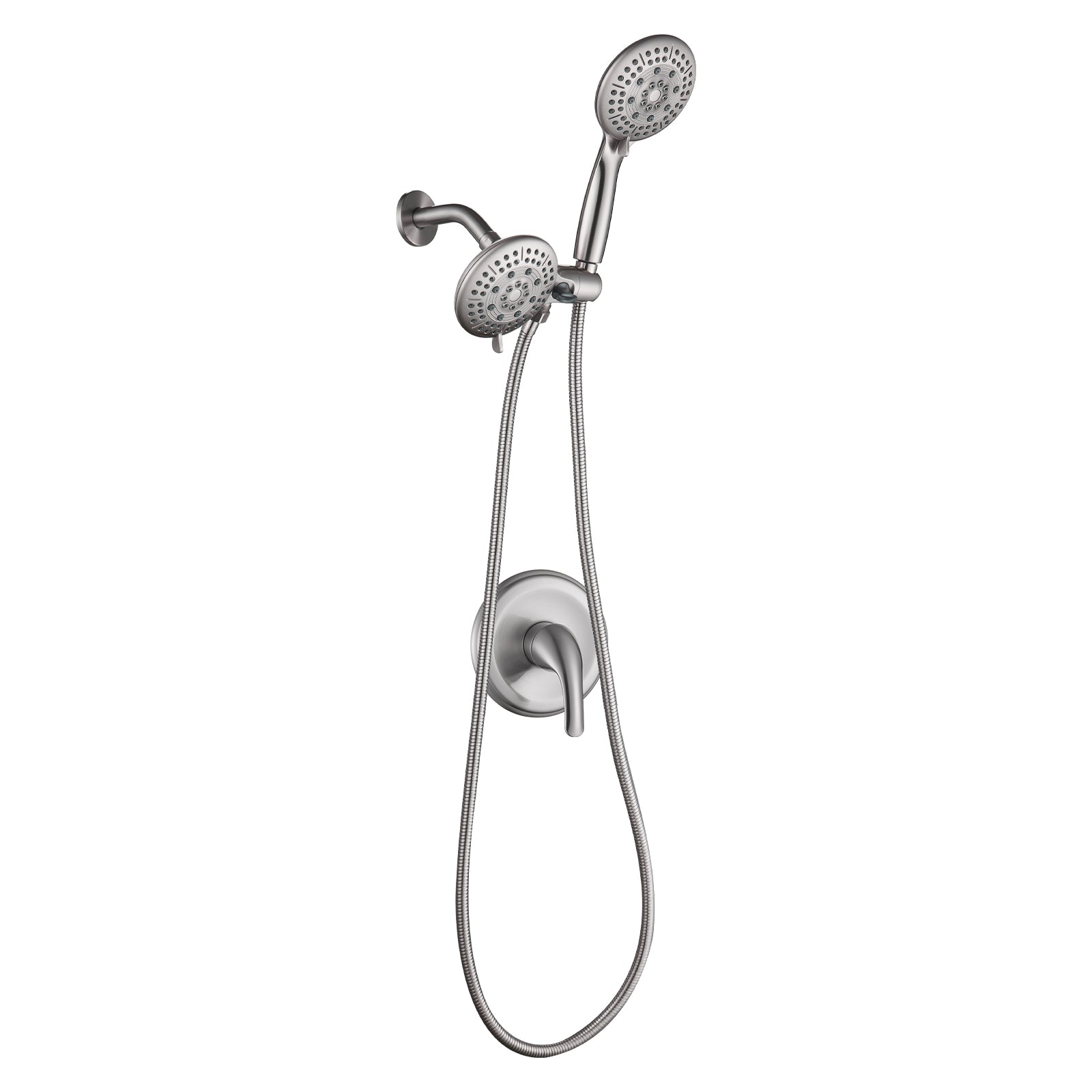 Rain 5-Spray Handheld Shower Combo Shower Faucet with Valve 1.8 GPM 4.7 " Adjustable Dual Shower Heads in Brushed Nickel