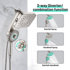 Magnetic 2-in-1 5-Spray Adjustable  Dual Shower Heads Wall Mount Fixed and Handheld Shower Head 2.5 GPM in Nickel