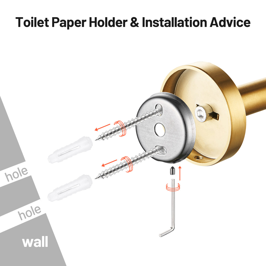 Deluxe Wall Mount Pivot Arm Toilet Paper Holder Bath Hardware Accessory in Gold