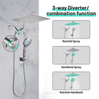 Rainfull 2-in-1 9-Spray Patterns Adjustable Fixed Shower Head with Filter 1.8 GPM and Handheld Shower Head in Chrome