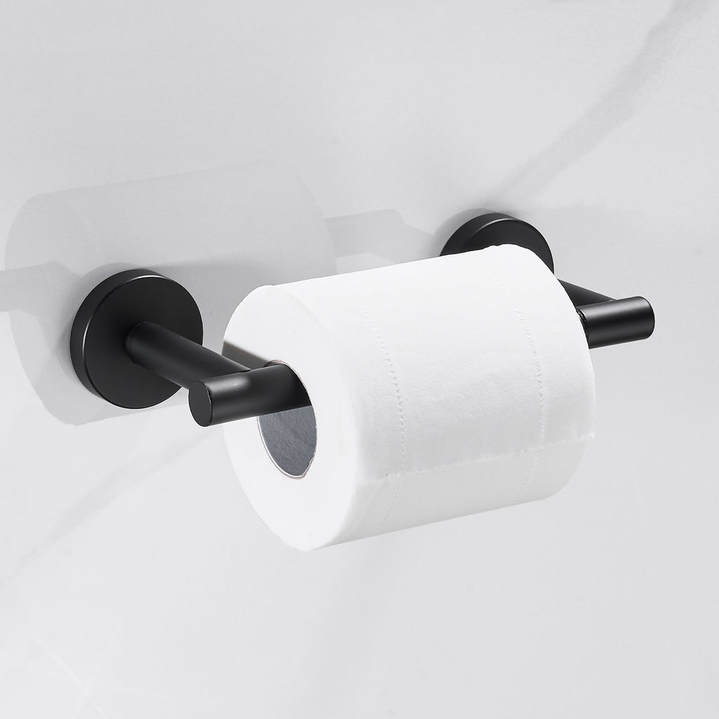 Deluxe Wall Mount Pivot Arm Toilet Paper Holder Bath Hardware Accessory in Matte Black