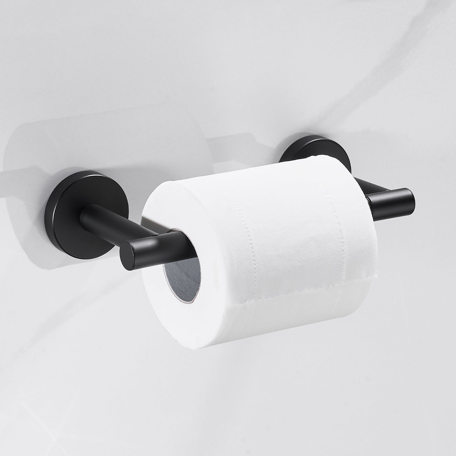 Deluxe Wall Mount Pivot Arm Toilet Paper Holder Bath Hardware Accessory in Matte Black