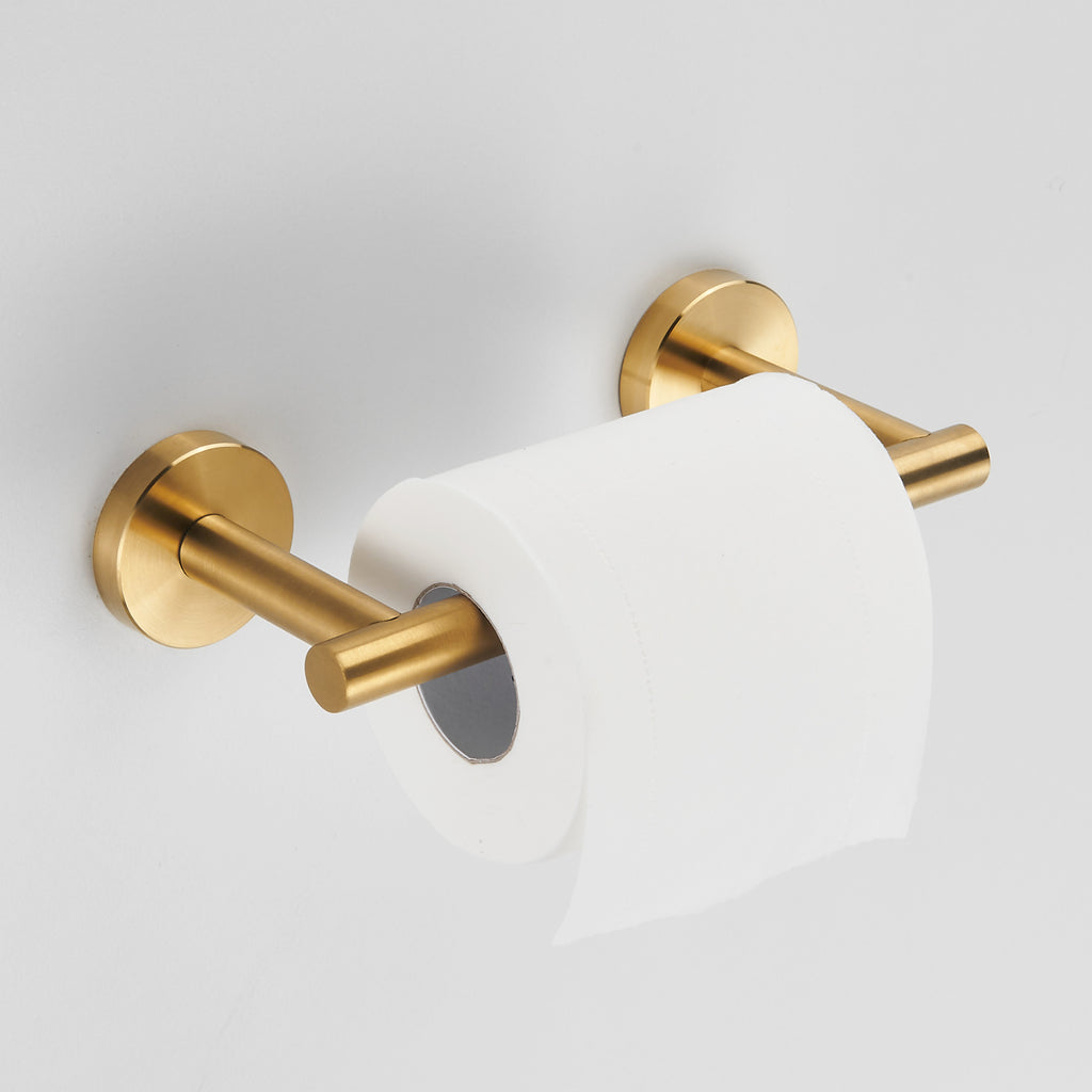Deluxe Wall Mount Pivot Arm Toilet Paper Holder Bath Hardware Accessory in Gold