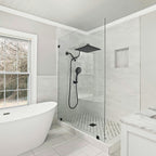 Rainfall Shower Head Combo 12-Spray 12 in. Wall Mount Dual Shower Heads and Handheld Shower Head with 1.8 GPM in Black