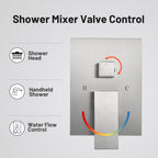 Rain Single Handle 1-Spray with Valve 1.8 GPM 12 " Shower Faucet Pressure Balance Dual Shower Heads in Brushed Nickel