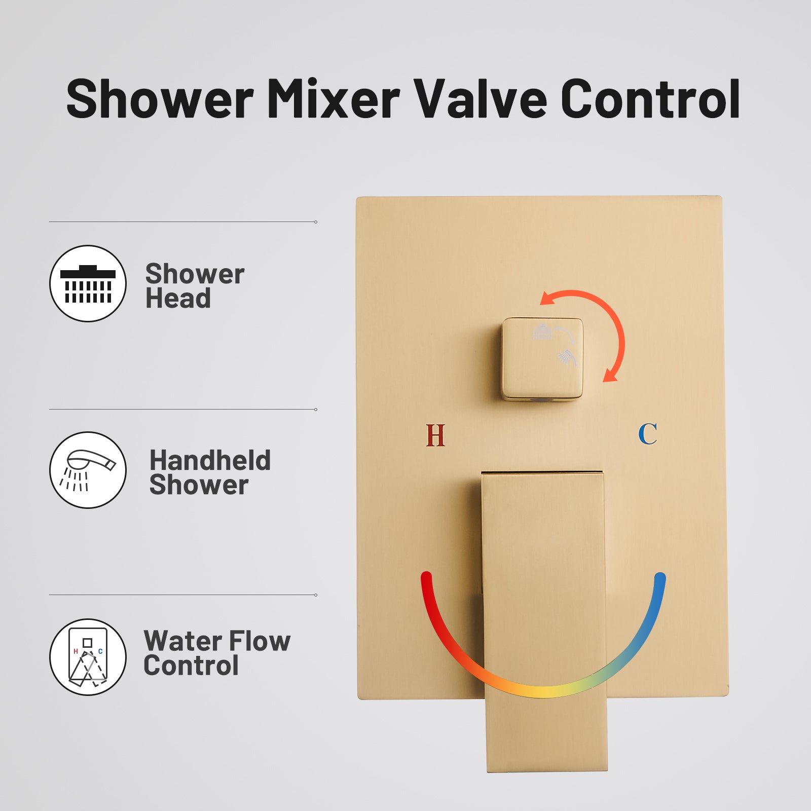 Rain Single Handle 2-Spray 10 in. Shower Faucet Handheld Combo with Valve 1.8 GPM Adjustable Dual Shower Heads in Gold