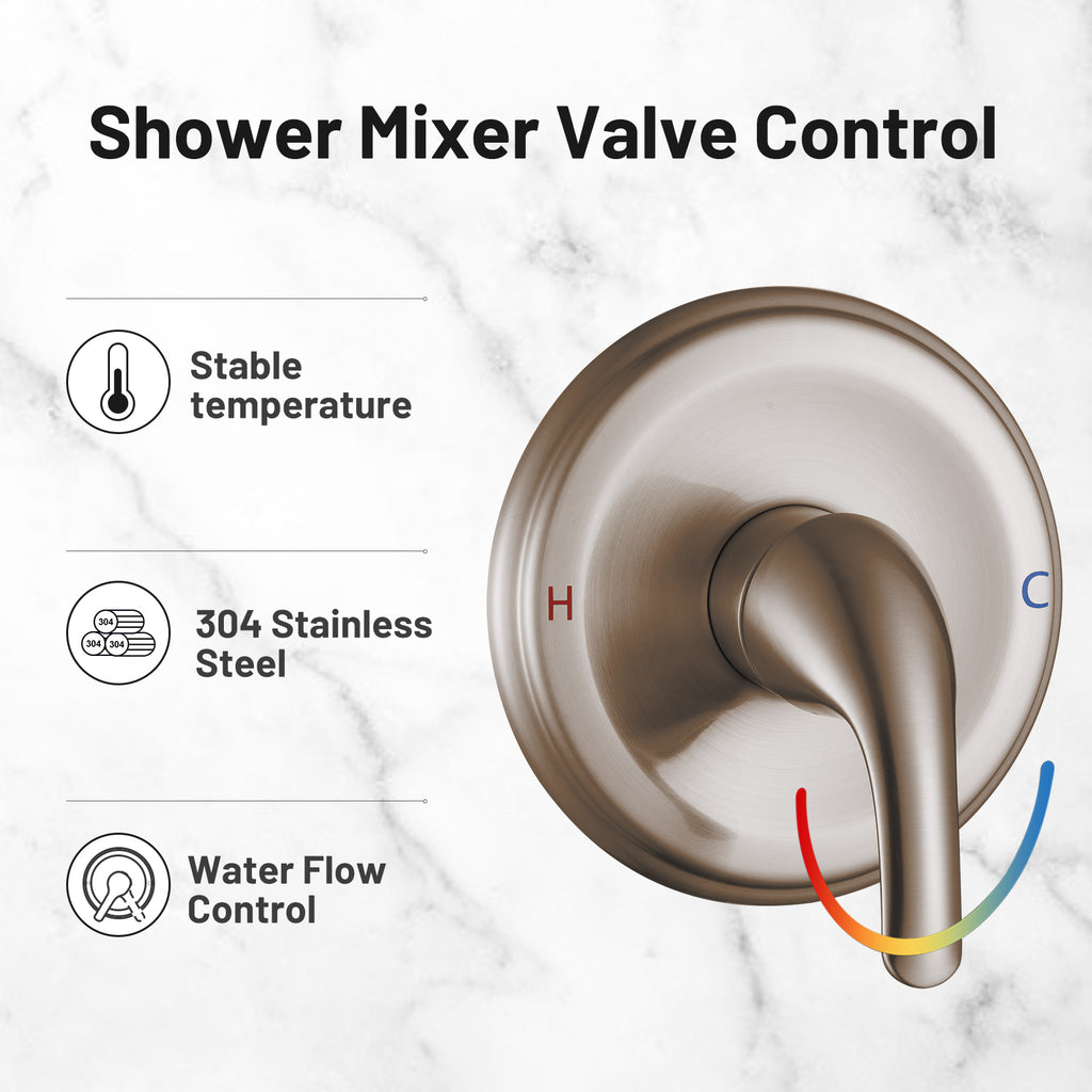 Rain 7-Spray Handheld Shower Faucet Kit with Valve 1.8 GPM and 4.9 in. Adjustable Filtered Shower Head in Brushed Nickel