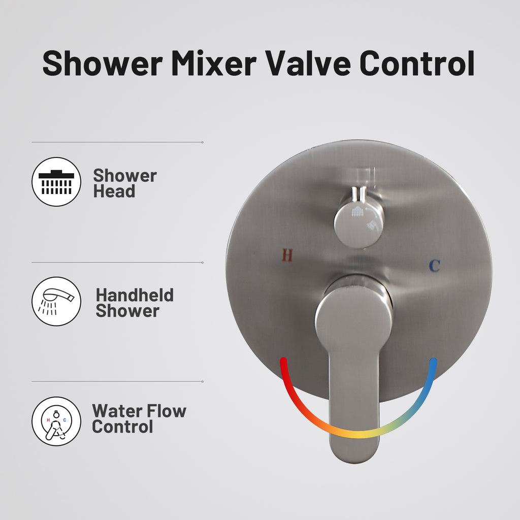Rain Single Handle 1-Spray with Valve 1.8 GPM 12 " Shower Faucet Pressure Balance Dual Shower Heads in Brushed Nickel