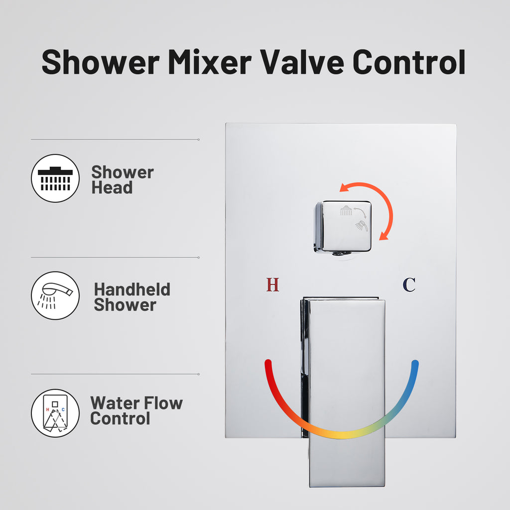 Rain Single Handle 2-Spray 10 in. Shower Faucet Handheld Combo with Valve 1.8 GPM Adjustable Dual Shower Heads in Chrome