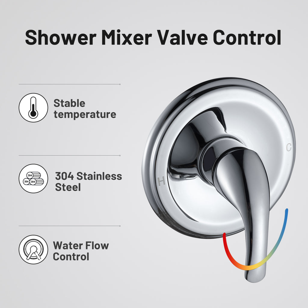 4.7 " Single Handle 5-Spray Shower Faucet Kit Handheld Combo with Valve 1.8 GPM Adjustable Dual Shower Heads in Chrome