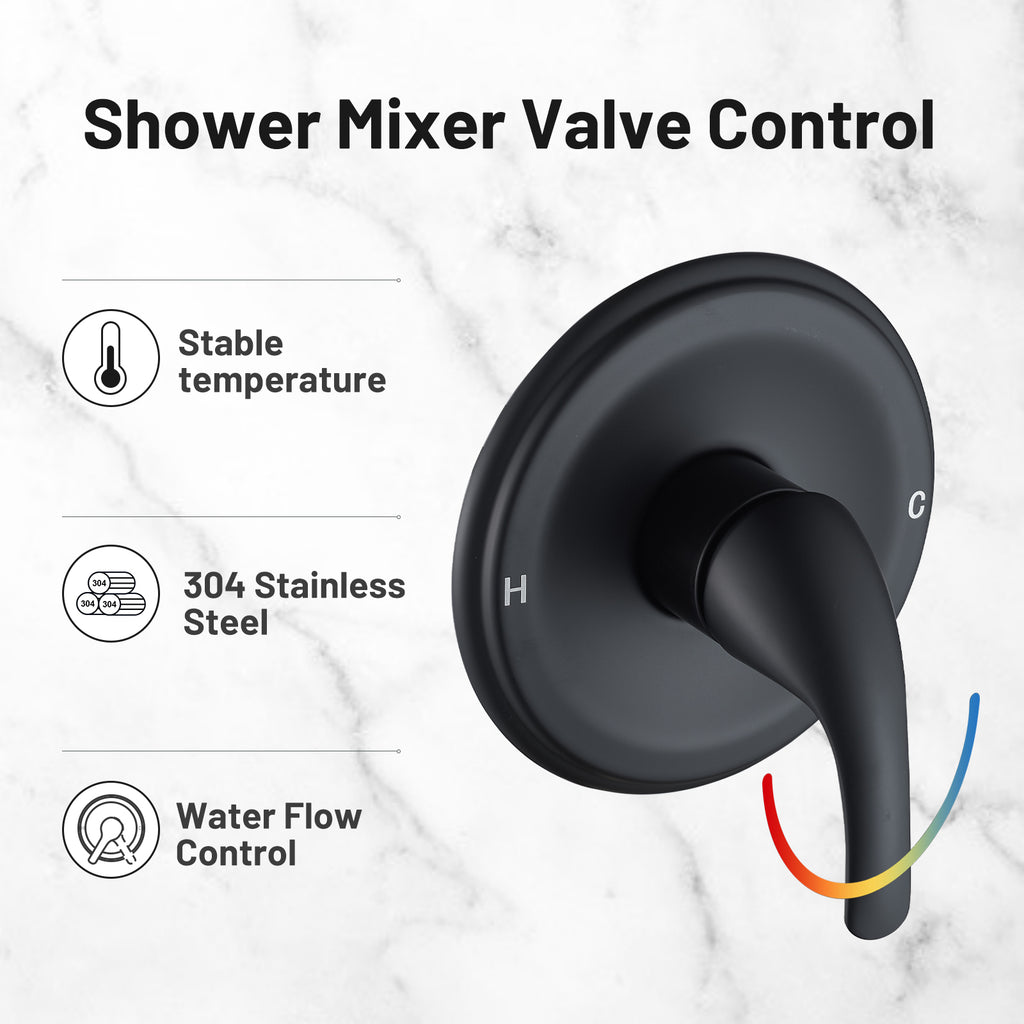 Rainfull 7-Spray Handheld Shower Faucet Kit with Valve 1.8 GPM and 4.9 in. Adjustable Filtered Shower Head in Black