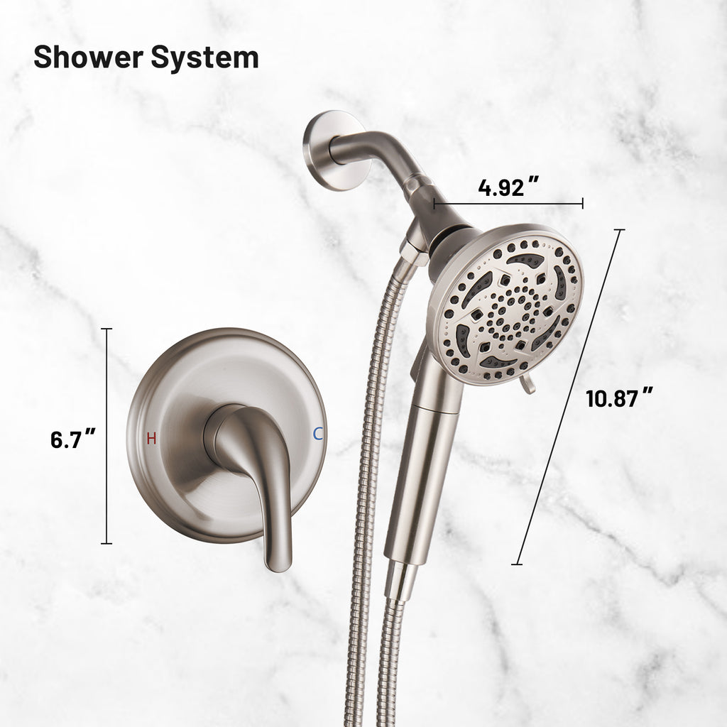 Rain 7-Spray Handheld Shower Faucet Kit with Valve 1.8 GPM and 4.9 in. Adjustable Filtered Shower Head in Brushed Nickel