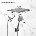 Rainfull 2-in-1 9-Spray Patterns Adjustable Wall Mount Shower Head with Filter 2.5 GPM and Handheld Shower Head in Nickel