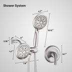 Rain 5-Spray Handheld Shower Combo Shower Faucet with Valve 1.8 GPM 4.7 " Adjustable Dual Shower Heads in Brushed Nickel