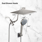 Rainfull 2-in-1 9-Spray Patterns Adjustable Wall Mount Shower Head with Filter 2.5 GPM and Handheld Shower Head in Nickel