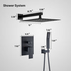 12 " Rain Single Handle 1-Spray Shower Faucet Kit Handheld Combo with Valve 1.8 GPM Adjustable Dual Shower Head in Black