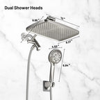 Rainfull 2-in-1 8-spray with 1.8 GPM 12 in.  Wall Mount Dual Shower Head and Handheld Shower Head in Brushed Nickel