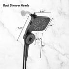 Magnetic 2-in-1 5-Spray  Adjustable Dual Shower Heads Wall Mount Fixed and Handheld Shower Head 2.5 GPM in Black