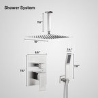 Rain Single Handle 1-Spray Shower Faucet 2.5 GPM 10 " with Valve Pressure Balance Dual Shower Heads in Brushed Nickel
