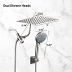 Rain Shower Head Combo 1.8 GPM 5-Spray 8 " Wall Mount Dual Shower Heads and Handheld Shower Head in Brushed Nicke