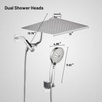 Rainfall Shower Head Combo 12-Spray 12 in. Wall Mount Dual Shower Heads and Handheld Shower Head with 1.8 GPM in Chrome