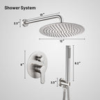 Rain Single Handle 1-Spray with Valve 1.8 GPM 12 " Shower Faucet Pressure Balance Dual Shower Heads in Brushed Nickel