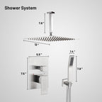 Rain Single Handle 1-Spray with Valve 1.8 GPM 12 " Shower Faucet Pressure Balance Dual Shower Heads in Brushed Nickel
