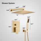 Rain Single Handle 2-Spray 10 in. Shower Faucet Handheld Combo with Valve 1.8 GPM Adjustable Dual Shower Heads in Gold