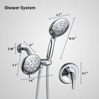 4.7 " Single Handle 5-Spray Shower Faucet Kit Handheld Combo with Valve 1.8 GPM Adjustable Dual Shower Heads in Chrome