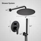 Rain Single Handle 1-Spray with Valve 1.8 GPM 12 " Shower Faucet Pressure Balance Dual Shower Heads in Black