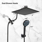 Rainfull 2-in-1 9-Spray Patterns Adjustable Wall Mount Shower Head with Filter 2.5 GPM and Handheld Shower Head in Black