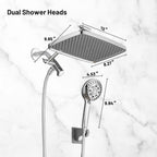 Rainfull 2-in-1 8-Spray Patterns with 1.8 GPM 12 in. Wall Mount Dual Shower Head and Handheld Shower Head in Chrome