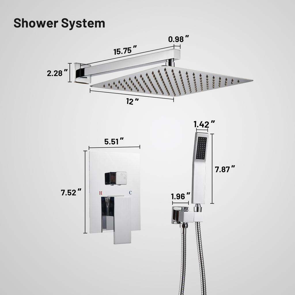 Rain Single Handle 2-Spray 10 in. Shower Faucet Handheld Combo with Valve 1.8 GPM Adjustable Dual Shower Heads in Chrome