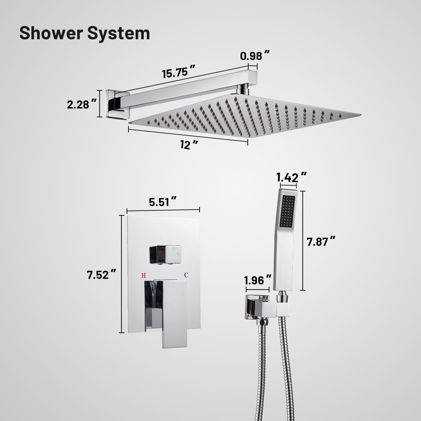 Rain Single Handle 2-Spray 10 in. Shower Faucet Handheld Combo with Valve 1.8 GPM Adjustable Dual Shower Heads in Chrome