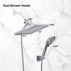 Rainfall Shower Head Combo 6-Spray 12 in. Wall Mount Dual Shower Heads and Handheld Shower Head with 1.8 GPM in Chrome