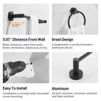 Modern 3-Piece Aluminum Bath Hardware Set with Retractable Towel Bar Towel Ring Toilet Paper Holder in Black