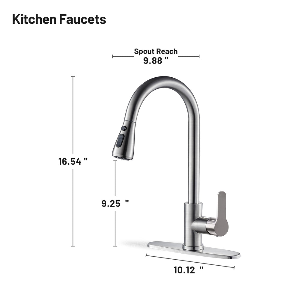 Gooseneck Single-Handle Pull Down Sprayer Kitchen Faucet with Deckplate Pull Out Sink Faucet in Brushed Nickel